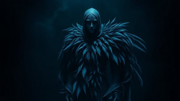 Eerie cinematic scene from The Arborist, mysterious figure in dark setting.