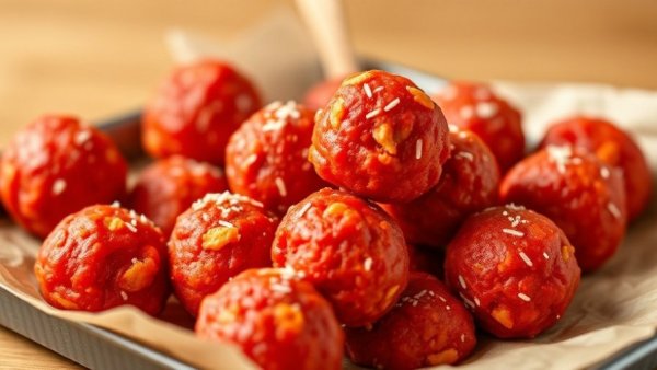 Flamin Hot Cheetos Jambalaya Balls on paper-lined tray