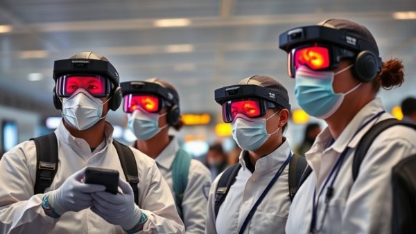 Medical team monitoring travelers at airport during Nipah virus outbreak in Bangladesh.