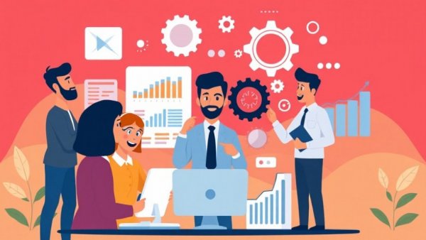 Cobb County business license activity illustration with charts and gears.