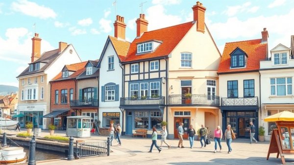 Charming small town scene highlighting Michigan's historic Hotel Nichols tourism appeal.