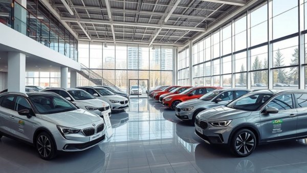 Modern car showroom with various vehicles, Asbury Automotive earnings miss context.