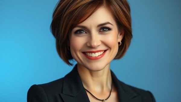 Professional portrait of a smiling woman with brown hair.