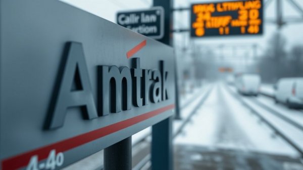 Amtrak sign in snowy area highlighting travel accessibility for disabled passengers.
