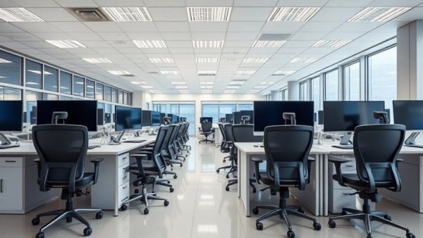 Modern tech workspace highlighting innovation and organization.