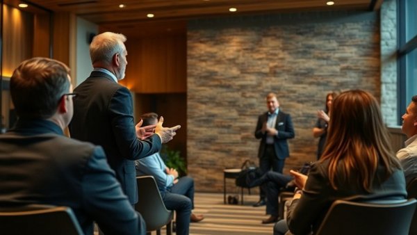 Engaged speaker discussing Israeli startup success in conference room.
