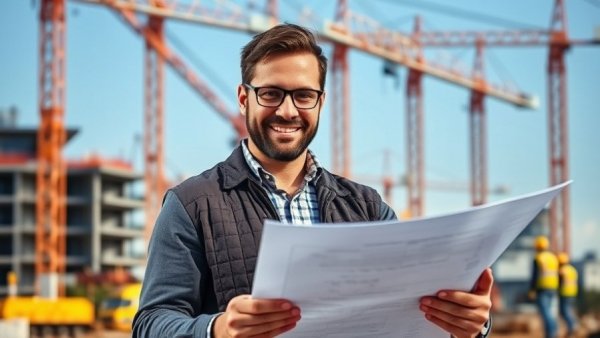 Middle-aged architect at a construction site symbolizes Black History Month and small business growth in Georgia.