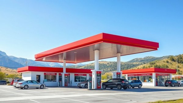 Modern gas station with cars; new Sheetz locations in Michigan.