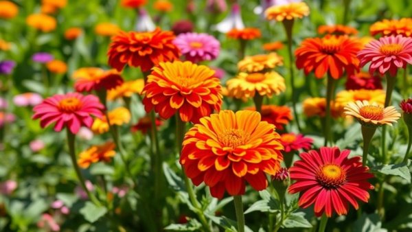 Vibrant marigolds and zinnias in a sunny garden, ideal for starting a backyard planting box in Muskegon.