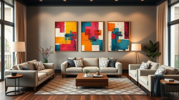 Modern living room showing rental property oversight needs.