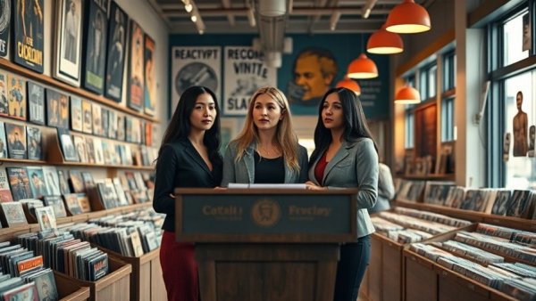 Women discussing cost transparency in Michigan healthcare at a podium.