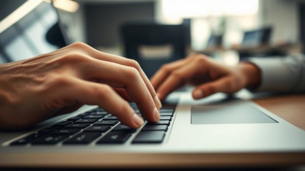 Hands typing on keyboard, illustrating AI productivity workplace stress.