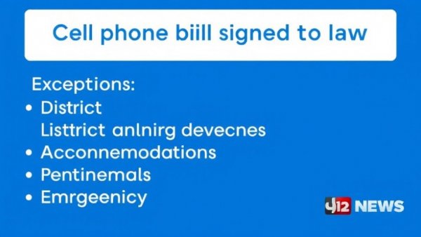 Graphic showing exceptions to Michigan cellphone ban in schools.