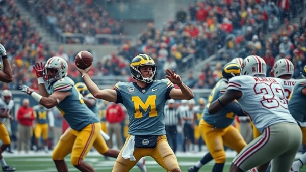 Michigan Ohio State rivalry history depicted in intense football game.