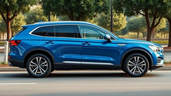 Blue Toyota Highlander SUV parked in outdoor setting, showcasing EV strategy.