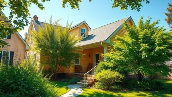 Charming suburban house with garden, showcasing arborist home renovations.