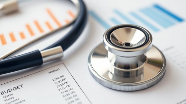 Healthcare services budget impact: Stethoscope on documents.