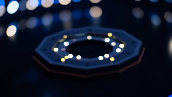 Pentagon emblem with bokeh, symbolizing AI integration impact.