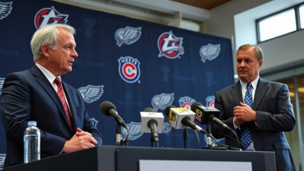 Press conference analyzing Michigan vs Penn State hockey rivalry.