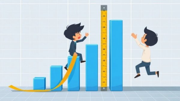 Cartoon measuring a bar graph representing Michigan startup valuation insights.
