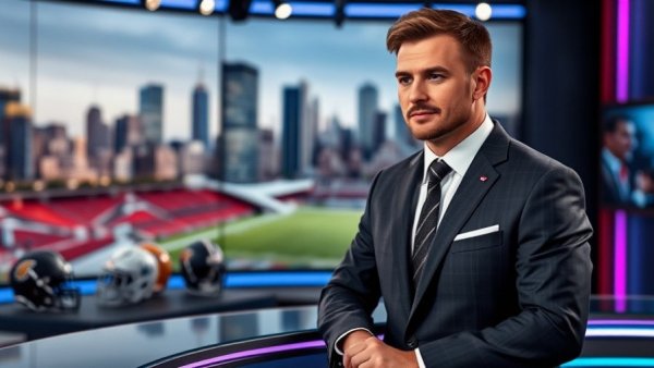 Sports anchor hosting show in studio for Michigan high school sports highlights.