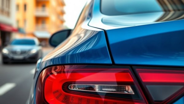 Close-up of car taillight on a colorful street, showcasing Latin America automotive lighting market.