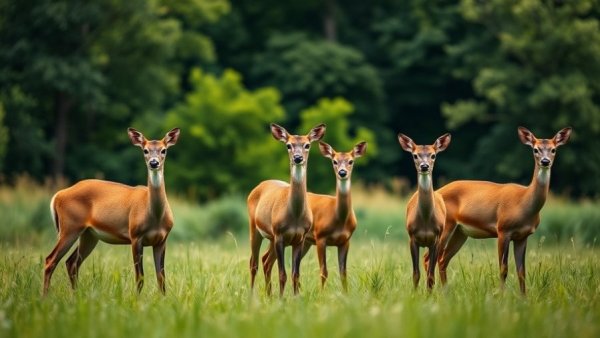 Group of deer in meadow, Chronic Wasting Disease site in Gladwin County.