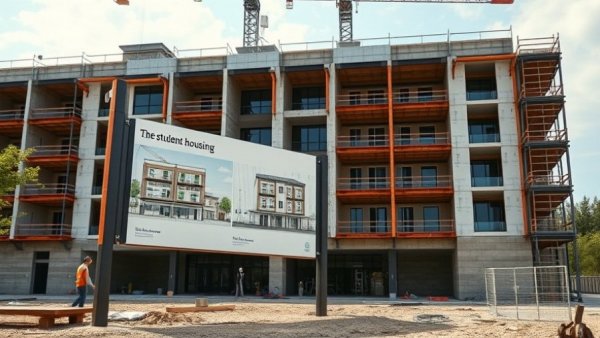 Western Michigan University student housing construction site showcasing building updates.