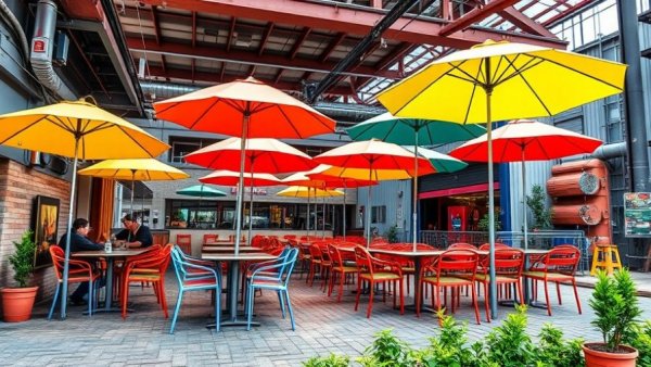 Jamestown Partners Development Camp North End vibrant outdoor seating.