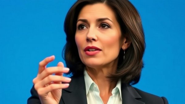 Confident woman speaking at Michigan School Smartphone Ban event.