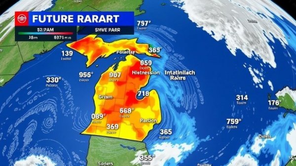 Michigan travel updates winter thaw weather map with radar and temperatures.