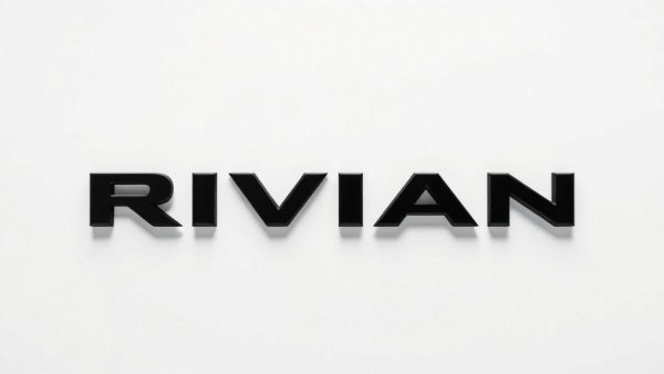 Rivian logo on a tire tread background, related to Rivian Automotive Q4 earnings.