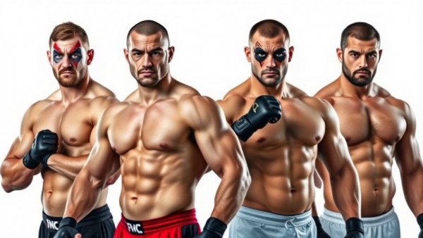 Four intense fighters preparing for a match, Karate lessons Gurnee.