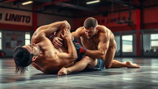 Gurnee martial arts training session with athletes grappling intensely.