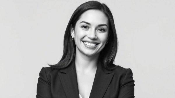 Portrait of smiling woman in business attire for rental property oversight services.