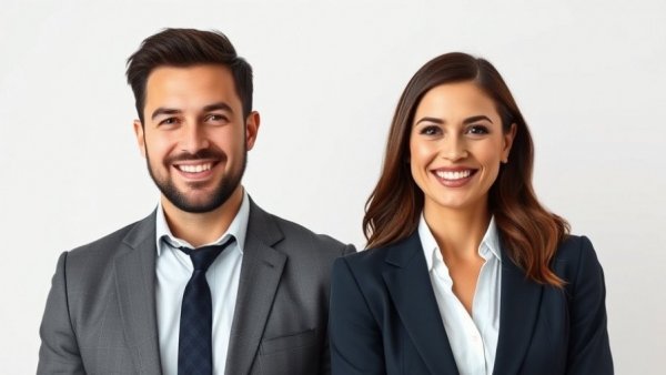 Confident professionals smiling, representing AI startup entrepreneurship.