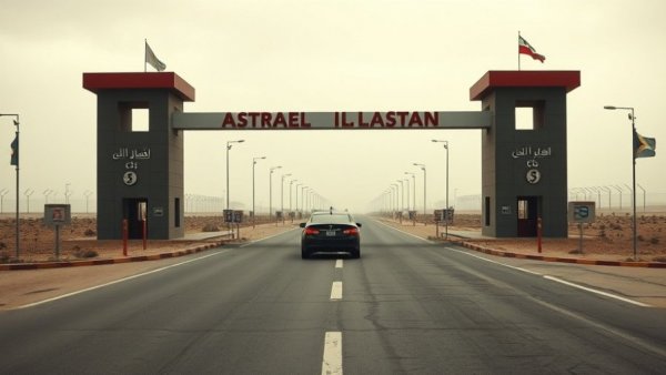 Deserted border crossing with a single car; Canadian travel boycott context.