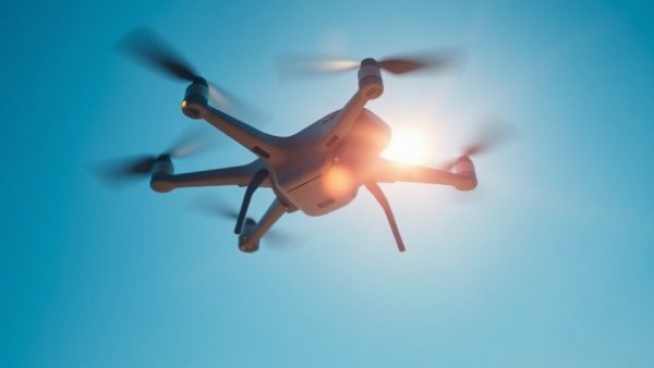 Drone flying in blue sky, related to Michigan drone laws.