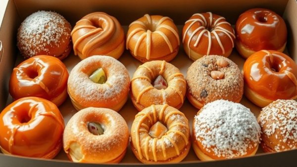 Assorted paczki in a box, showcasing best paczki in Michigan.