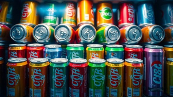 Vending machine with colorful soda cans reflecting AI Cartel theme.