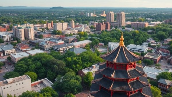 Scenic aerial view of Berks County real estate landscape with urban and green areas.