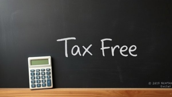 Chalkboard with 'Tax Free' text and calculator for Michigan tax-free holiday for school supplies