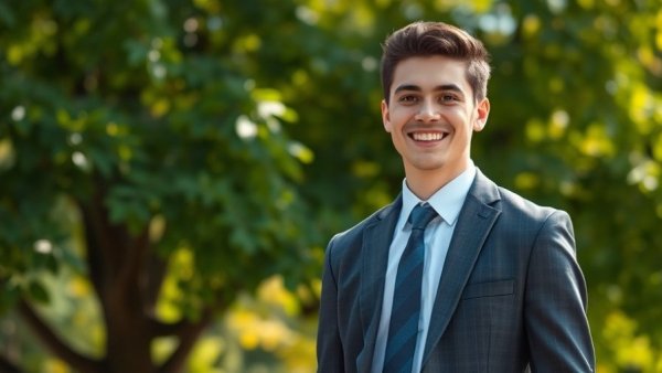 Professional in business attire outdoors, representing rental property oversight services.