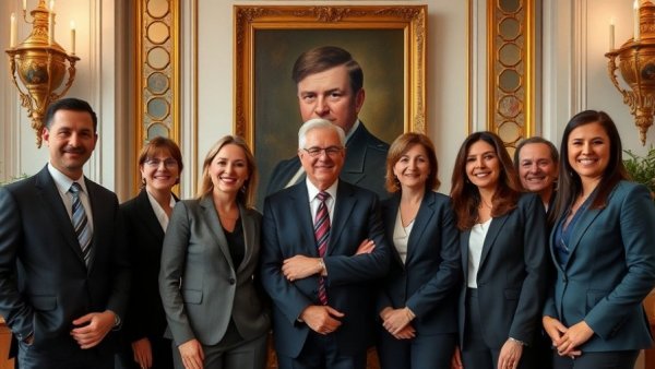 Professional rental administration team in an elegant setting.