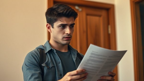 Concerned man reading letter, linked to Michigan hospital privacy breach.