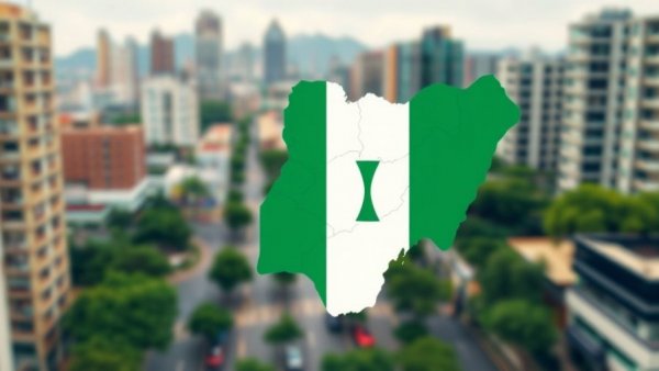 Nigeria map on cityscape for unregistered Nigerian businesses survey