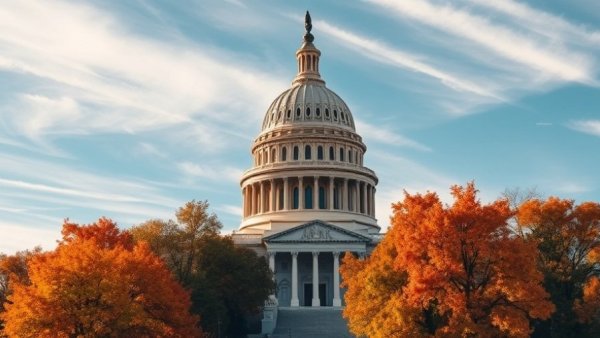 Capitol building dome amidst fall trees, Small Business Growth Act.