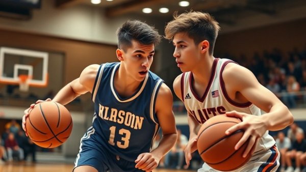 GR Christian player competes in OK White boys hoops, gym audience.