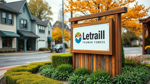 Michigan small business award winner sign with logo and autumn background.