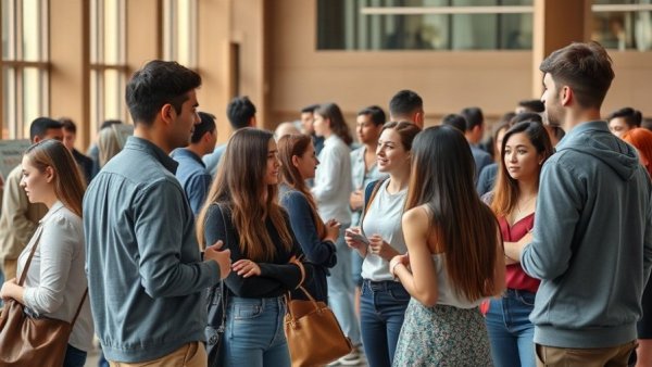 Students exploring Muslim Student Association history at UMich exhibit.